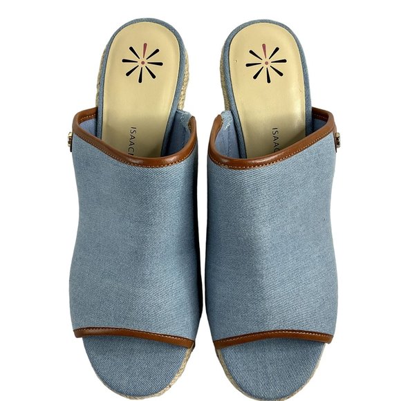 Isaac Mizrahi Shoes Womens Sz 10 Blue Espadrille Erinn 2 Chambray Denim Wedge - Picture 11 of 14